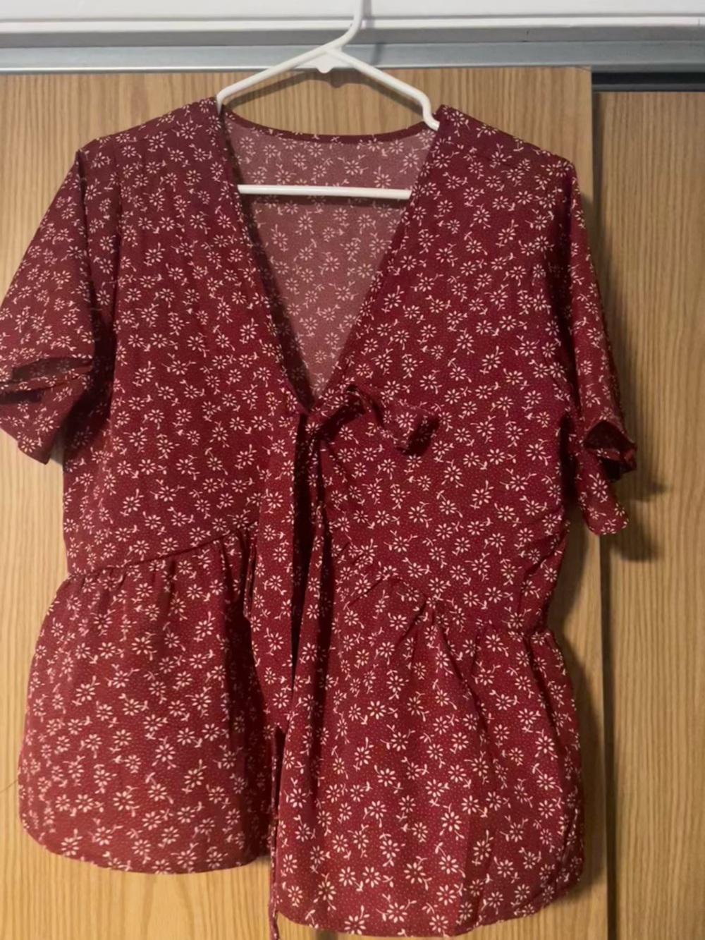 Women’s Red Floral Peplum Top